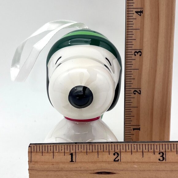Peanuts Snoopy Plastic Christmas Tree Holiday Ornament 3.5" Green Stocking Hat - Picture 14 of 14
